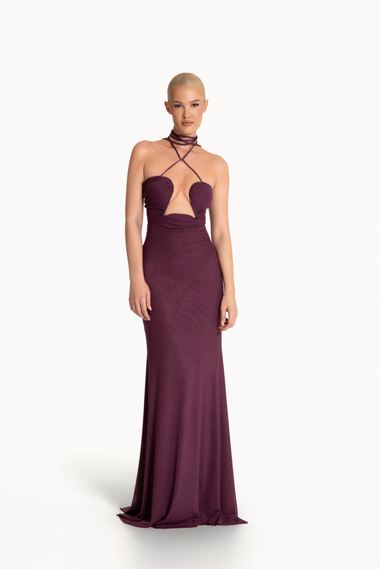 Sora dress in burgundy color